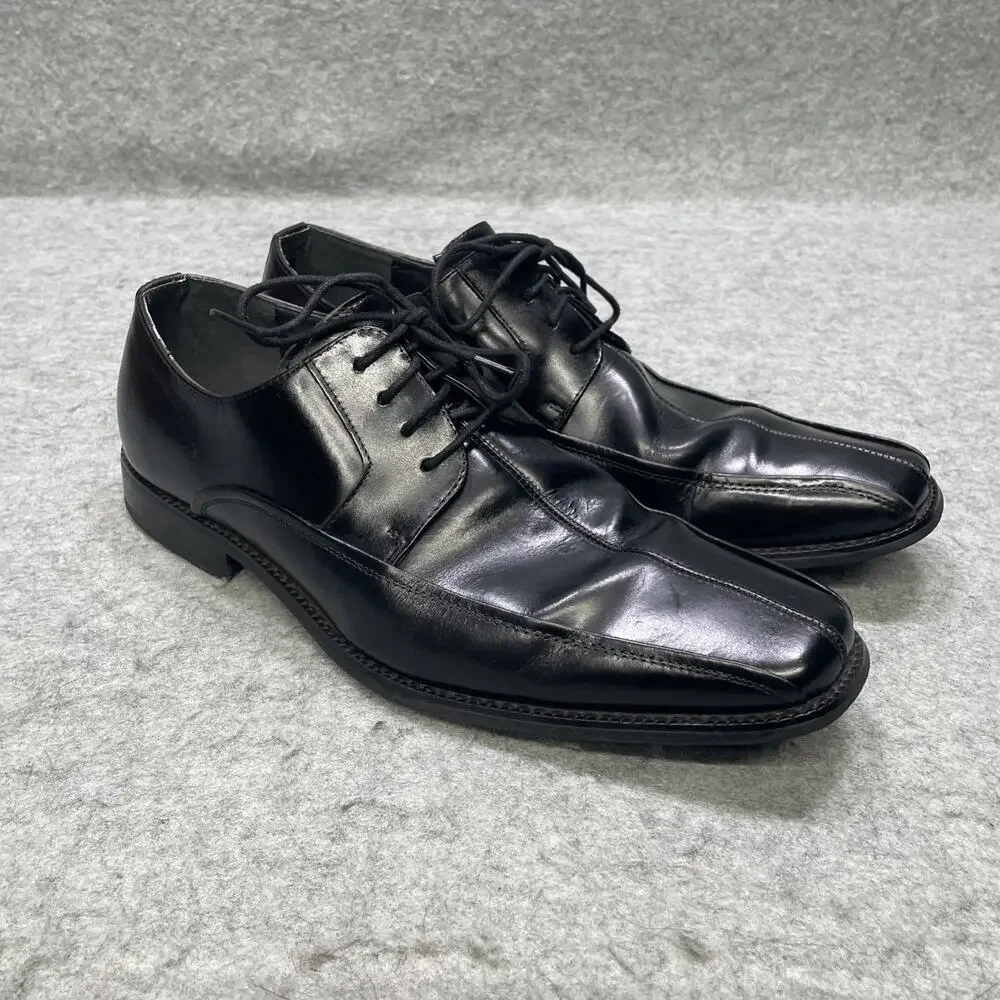 Stacy Adams Mens 11M Black Leather Square Toe Oxford Dress Shoes Lace Up Dapper
